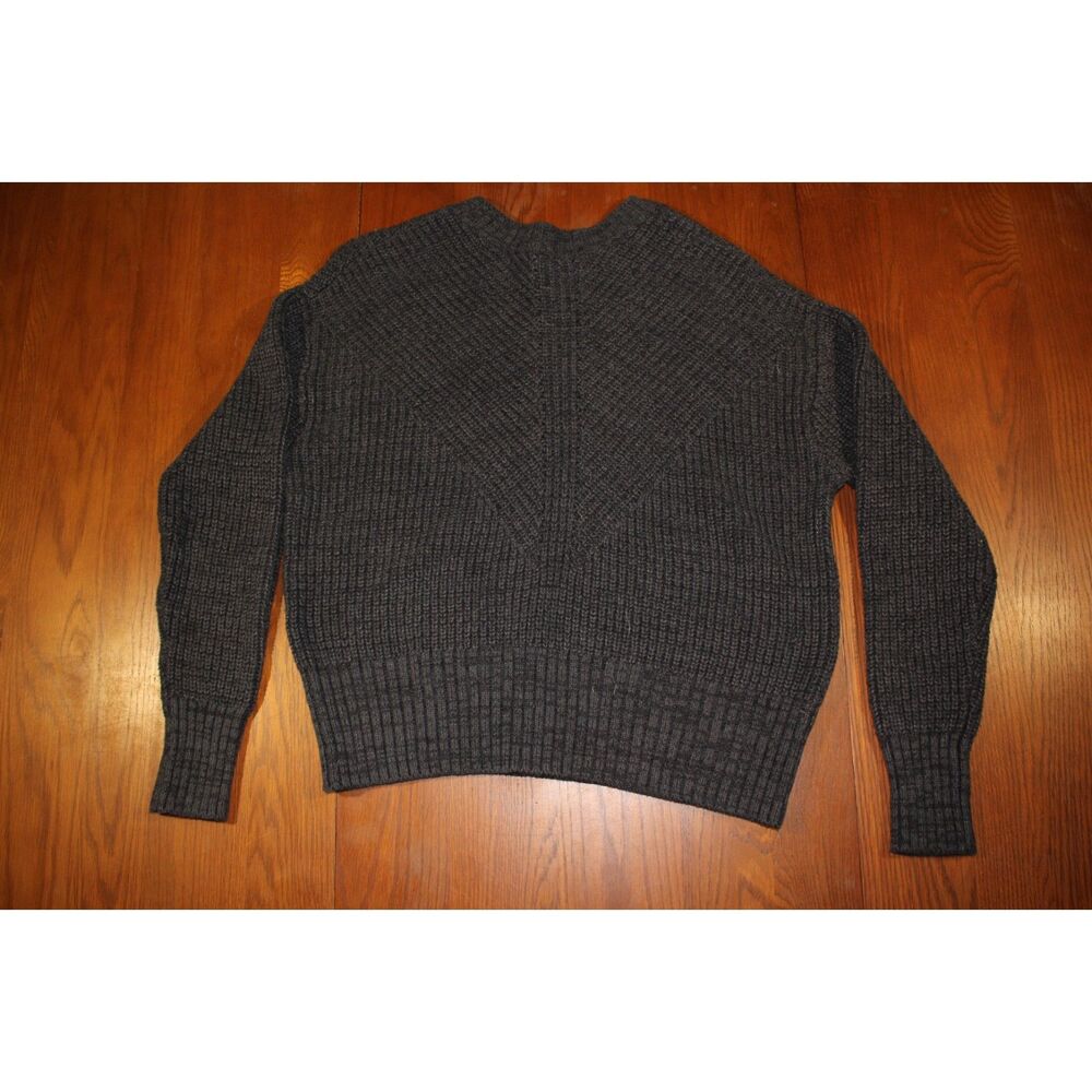 a.n.a Charcoal Gray Chevron Knit Sweater - Crewneck Drop Shoulder Size S